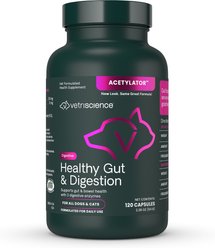 VetriScience Acetylator Capsules Digestive Supplement for Cats & Dogs, 120 count