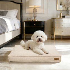BingoPaw Deluxe Mattress Orthopedic Pillow Dog & Cat Bed with Removable & Washable Linen Cover, Khaki, Medium