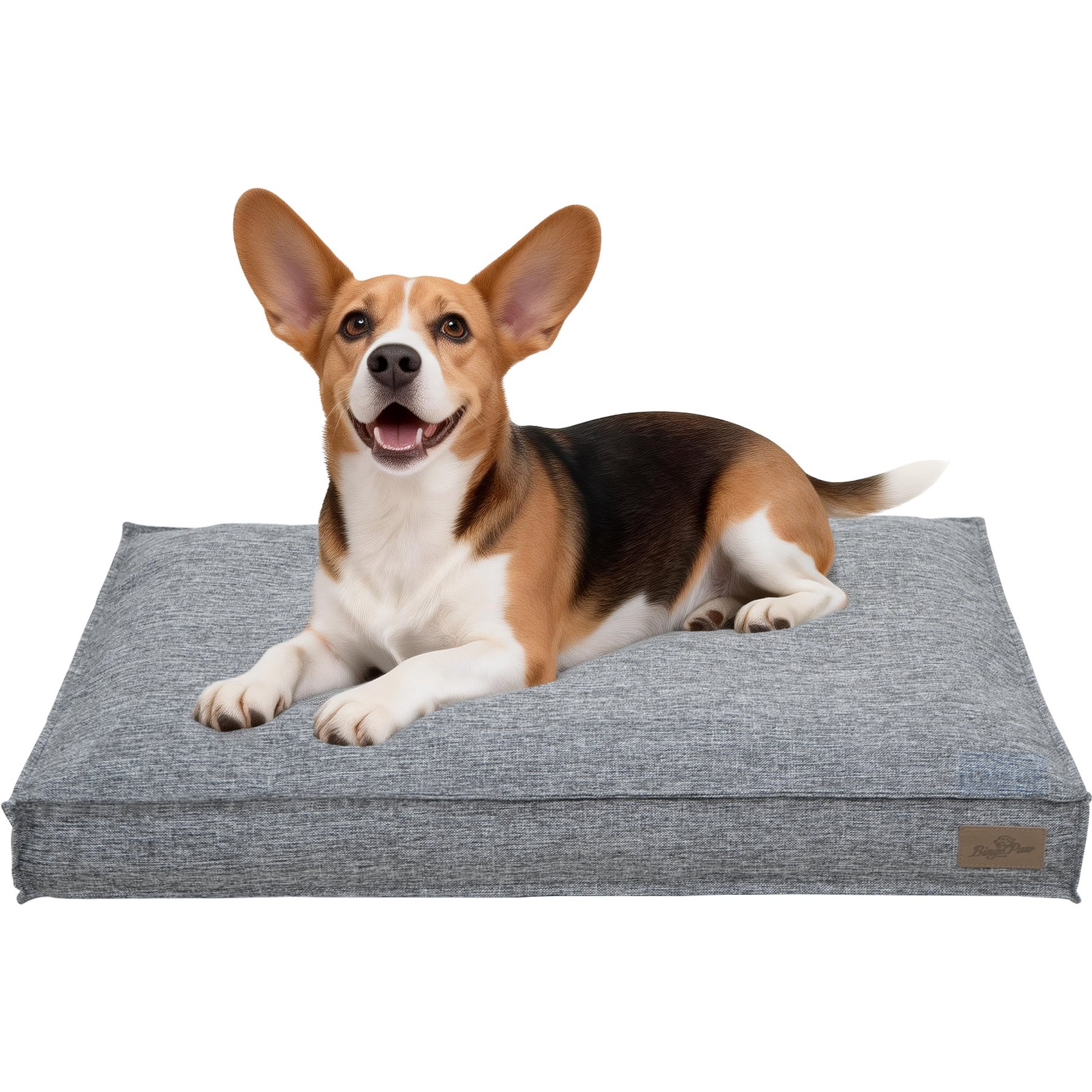 BingoPaw Deluxe Mattress Orthopedic Pillow Dog & Cat Bed with Removable & Washable Linen Cover, Gray, Large