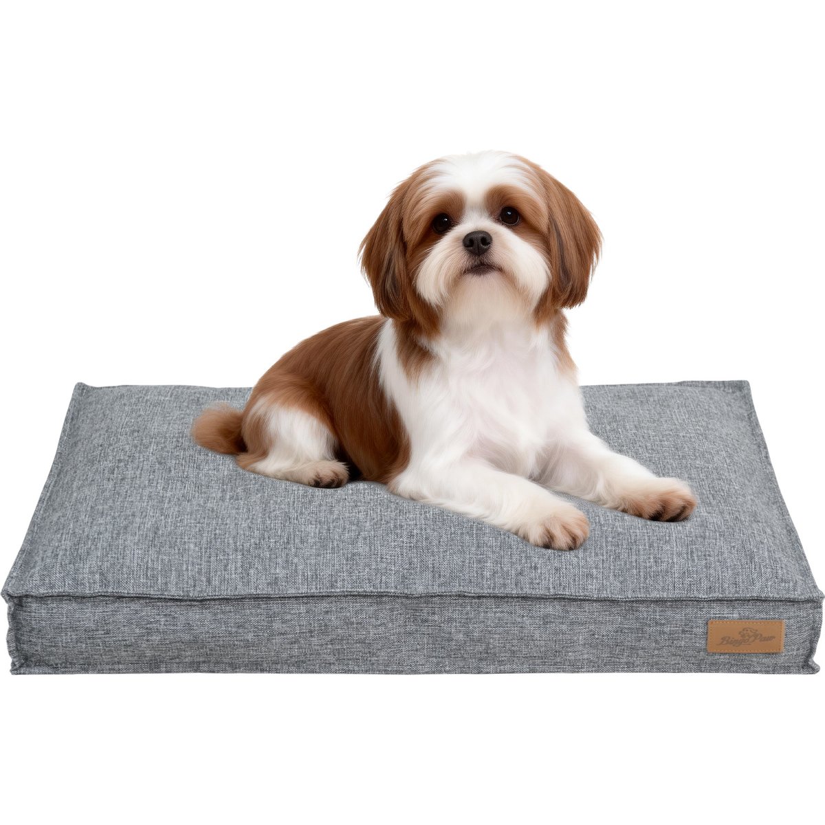 BingoPaw Deluxe Mattress Orthopedic Pillow Dog & Cat Bed with Removable & Washable Linen Cover, Gray, Medium