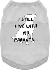 Doggie Design I Still Live with My Parents Graphic Dog Shirt, Gray, XXX-Large