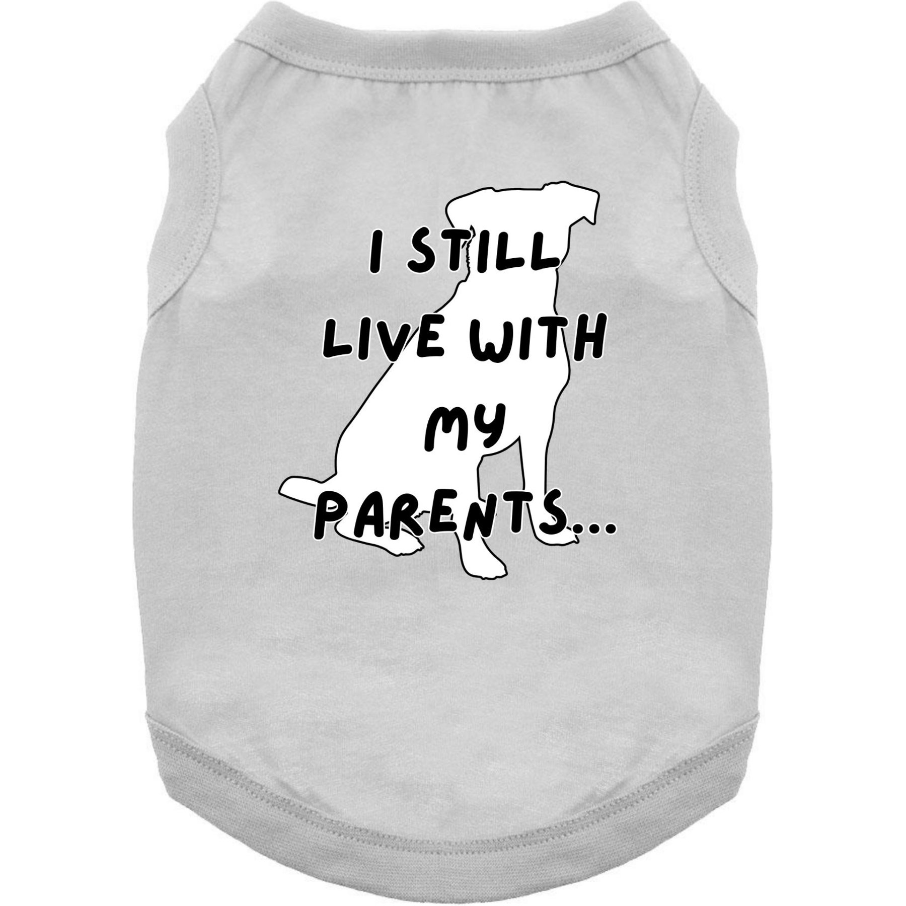Doggie Design I Still Live with My Parents Graphic Dog Shirt, Gray, X-Small