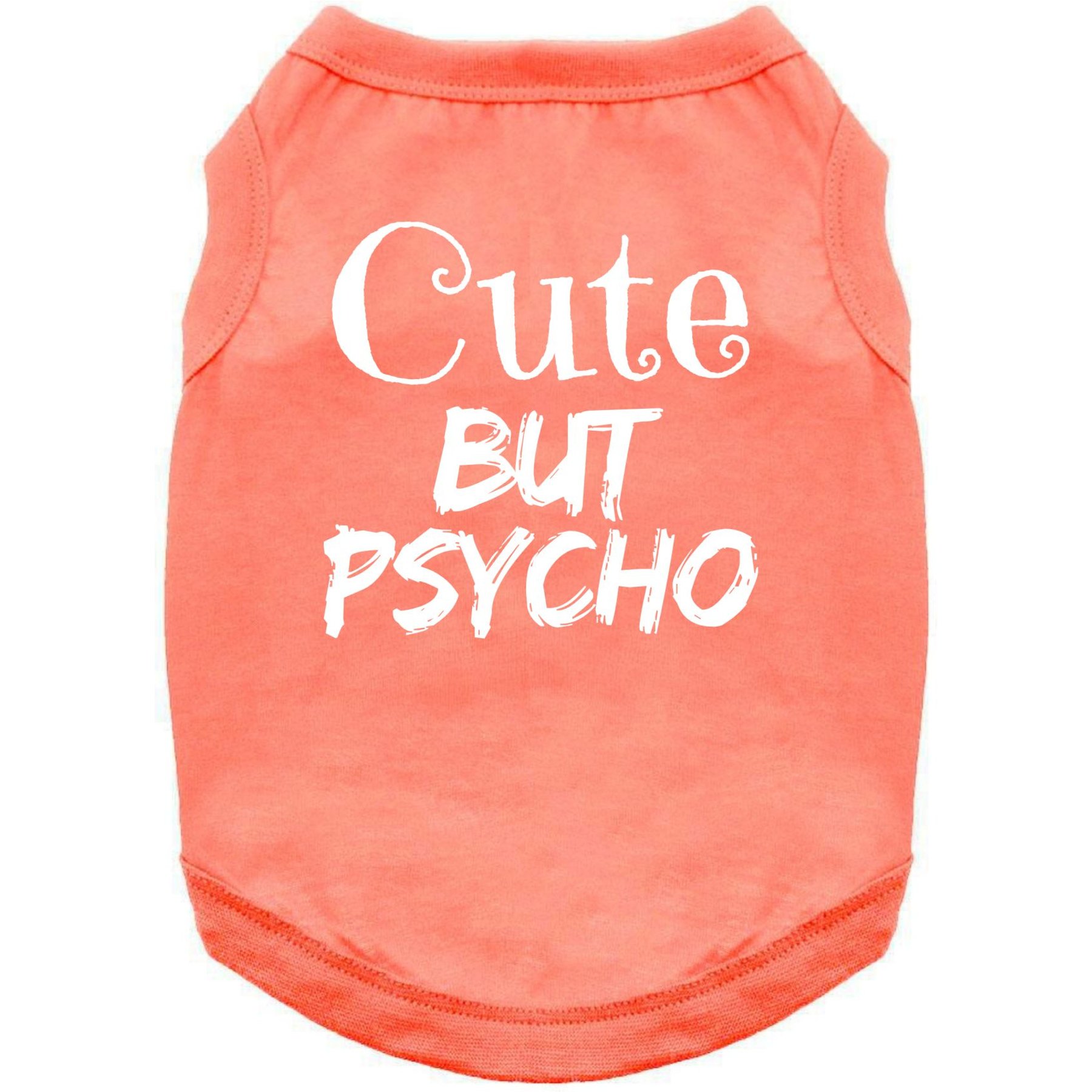 Doggie Design Cute But Psycho Graphic Dog Shirt, Coral, Large