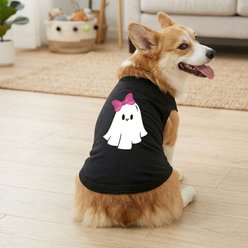 Doggie Design Cute Ghost with Bow Graphic Dog Shirt, Black, XXX-Large slide 2 of 3