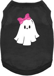 Doggie Design Cute Ghost with Bow Graphic Dog Shirt, Black, XXX-Large