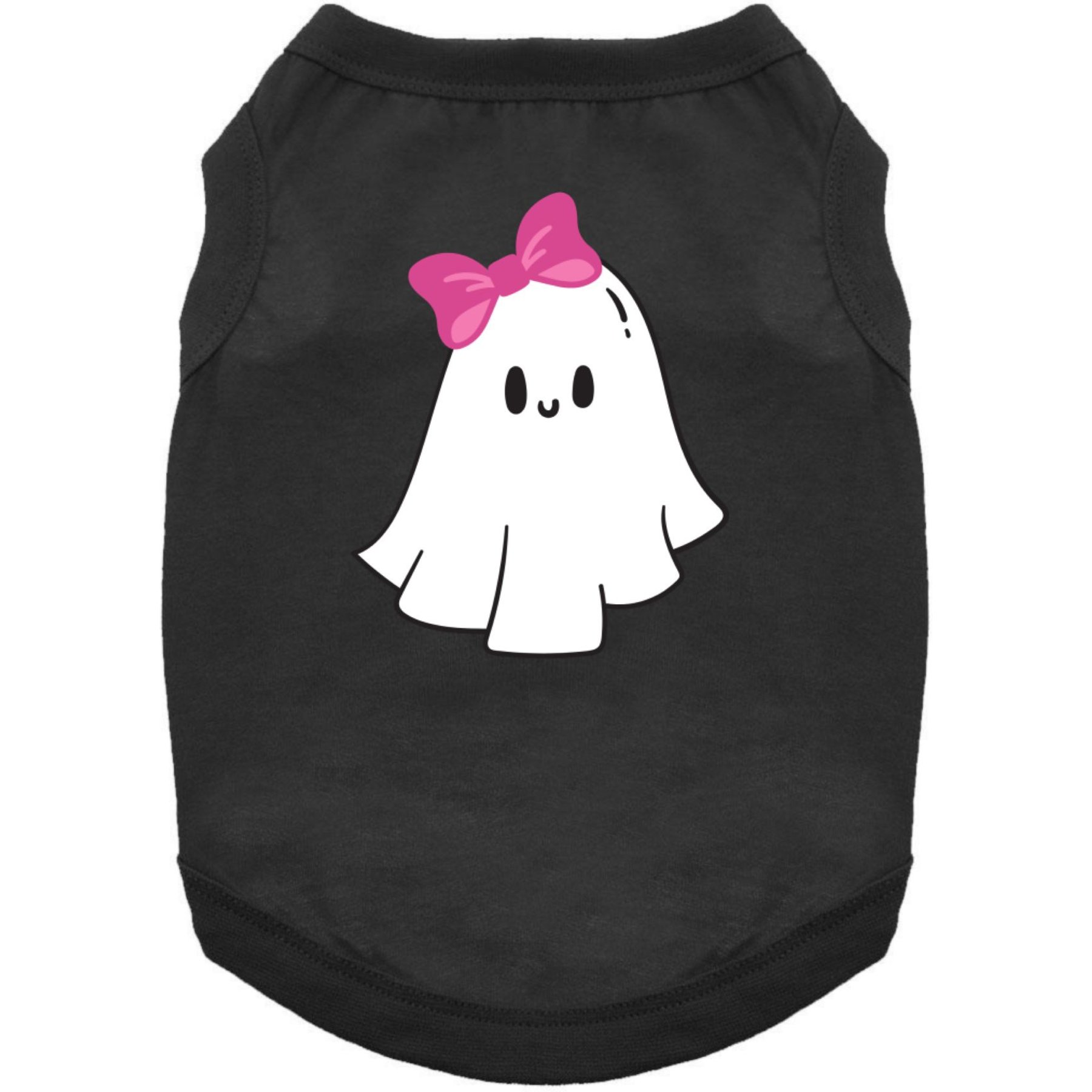 Doggie Design Cute Ghost with Bow Graphic Dog Shirt, Black, X-Large