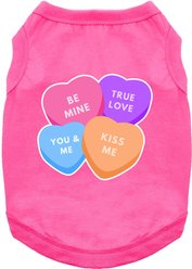 Doggie Design Conversation Hearts Graphic Dog Shirt, Raspberry Sorbet, XX-Large