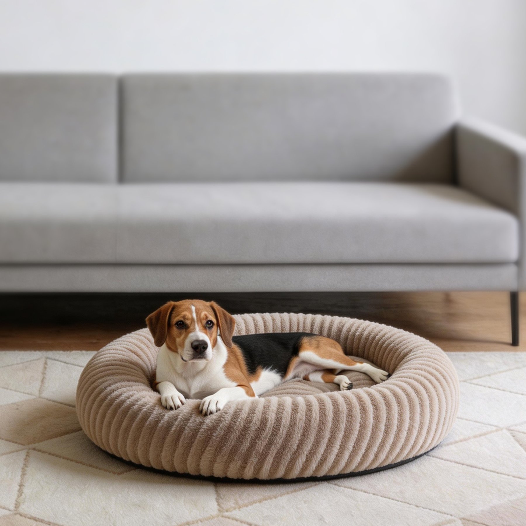 MIXJOY Calming Donut Cuddler Dog & Cat Bed with a comfortable Plush Rabbit-fur Removable Cover, Brown, Large