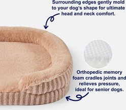 MIXJOY Orthopedic Bolster Non-Slip Oval Dog Sofa Bed with Removable Rabbit-Fur Cover, Brown, Large slide 2 of 9