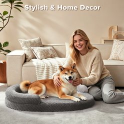 MIXJOY Orthopedic Memory Foam Removable Cover & Machine-Washable Teak Wood Pattern Oval Dog Bed, Dark Gray, Dark gray, Large slide 2 of 8
