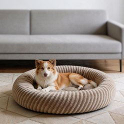 MIXJOY Calming Donut Cuddler Dog & Cat Bed with a comfortable Plush Rabbit-fur Removable Cover, Brown, X-Large