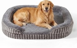 MIXJOY Orthopedic Bolster Non-Slip Oval Dog Sofa Bed with Removable Rabbit-Fur Cover, Dark gray, Large