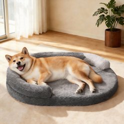 MIXJOY Orthopedic Memory Foam Removable Cover & Machine-Washable Teak Wood Pattern Oval Dog Bed, Dark Gray, Dark gray, Large