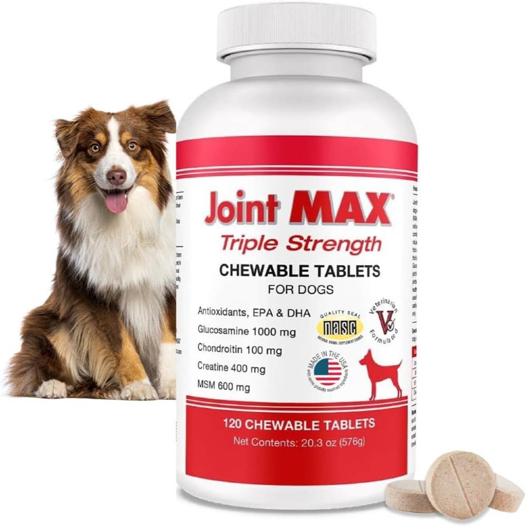 Joint MAX Triple Strength Chewable Tablets for Dogs, 120 count