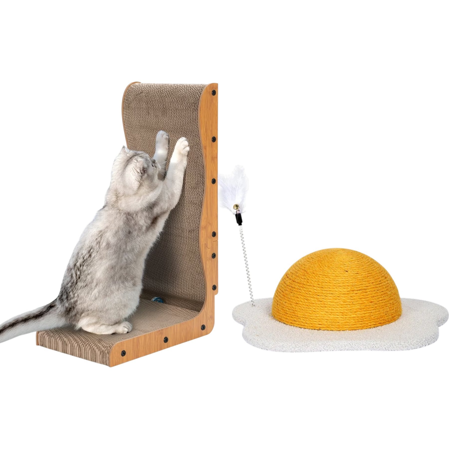 Happy & Polly L-Shape Scratcher & Egg Cat Scratcher Toy Set, 2 count, Large