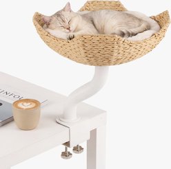 Happy & Polly Flower-Shaped Desk Natural Woven Orthopedic Elevated Cat Bed