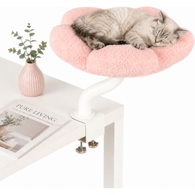 Happy & Polly Happy & Polly Flower-Shaped Desk Flower Orthopedic Elevated Cat Bed, Pink