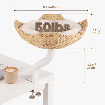 Show full view: Happy & Polly Flower-Shaped Desk Natural Woven Orthopedic Elevated Cat Bed slide 9 of 9
