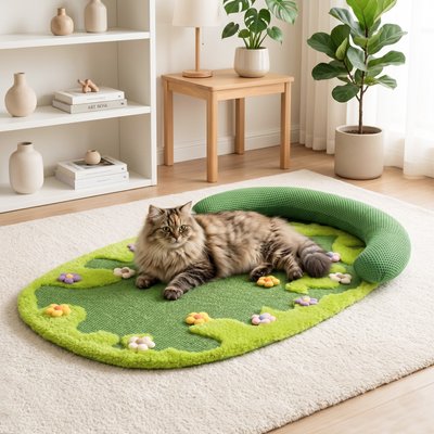Happy & Polly Happy & Polly Blooming Meadow Garden Oval Orthopedic Bolster Cat Bed