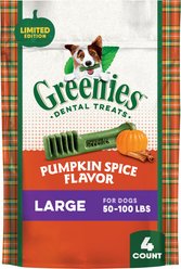 Greenies Pumpkin Spice Flavor Adult Natural Dental Dog Treats, Large, 4 count