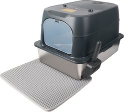 allforpaws Smart Deodorizing Stainless Steel Covered Cat Litter Box, Grey, XX-Large: 26 x 18 x 16.7-in