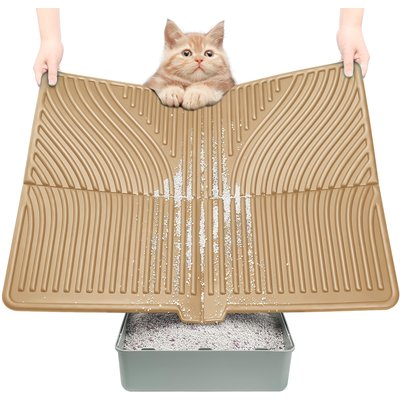 UPSKY UPSKY Waterproof & Washable Cat Litter Trapping Mat, 31 x 24-in, Khaki