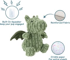 Linzy Toys Milo The Magic Dragon Squeaky Plush Dog Toy, Green, 8.5-in slide 2 of 5
