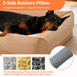 BingoPaw Orthopedic Bolster Dog Bed, Yellow, XXX-Large slide 2 of 9