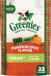 Greenies Pumpkin Spice Flavor Adult Natural Dental Dog Treats, Teenie, 22 count