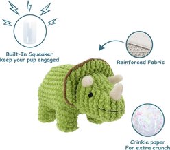 Linzy Toys Trippy The Dino Squeaky Plush Dog Toy, Green, 10-in slide 2 of 5