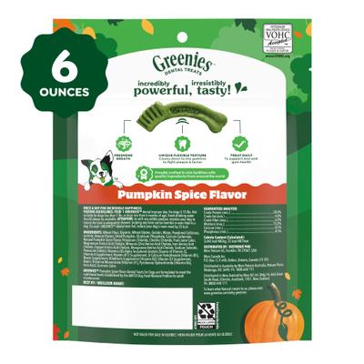 Show full view: Greenies Pumpkin Spice Flavor Adult Natural Dental Dog Treats, Teenie, 22 count slide 3 of 10