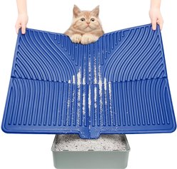 UPSKY Waterproof & Washable Cat Litter Trapping Mat, 31 x 24-in, Blue