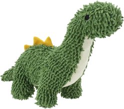 Linzy Toys Ollie The Bronto Squeaky Plush Dog Toy, Green, 10-in