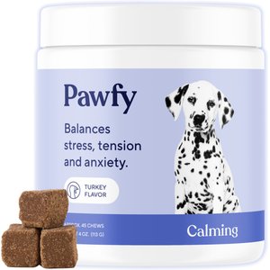 Pawfy Calming Turkey Flavor Chews Dog Supplement, 45 count