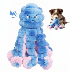 Potaroma Indoor Boredom Relief Interactive Funny Grumpy Face Octopus Design Squeaky Dog Toy, Multicolor
