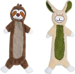 Potaroma Crinkle Squeaky Stuffing-Free Dog Chew Toy, Multicolor, 2 count