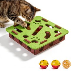 Potaroma Rectangle Interactive Puzzle Cat Scratcher Toy, Multicolor