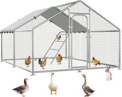 IronovaPets A-Frame Metal Chicken Coop, 9.9 x 9.9 x 6.4-ft