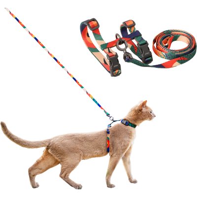 Pidan Pidan Fauvist Cat Leash & Harness Set, Medium: 10.2 to 16.9-in chest, 4-ft long, 1/2-in wide