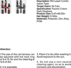 Pidan Cat Leash & Harness Set, Large: 13.6 to 22.8-in chest, 4-ft long, 1/2-in wide slide 2 of 8