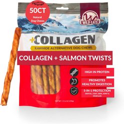 Wild Eats Value Pack 1-inch Salmon Flavor Collagen Twist Style Cheek Rolls Hard Dog Chews, 50 count slide 2 of 6