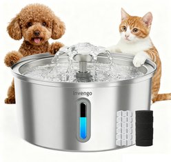 Invengo Stainless Steel Cat Water Fountain & Replacement Filters, 3.2-l, 6 count