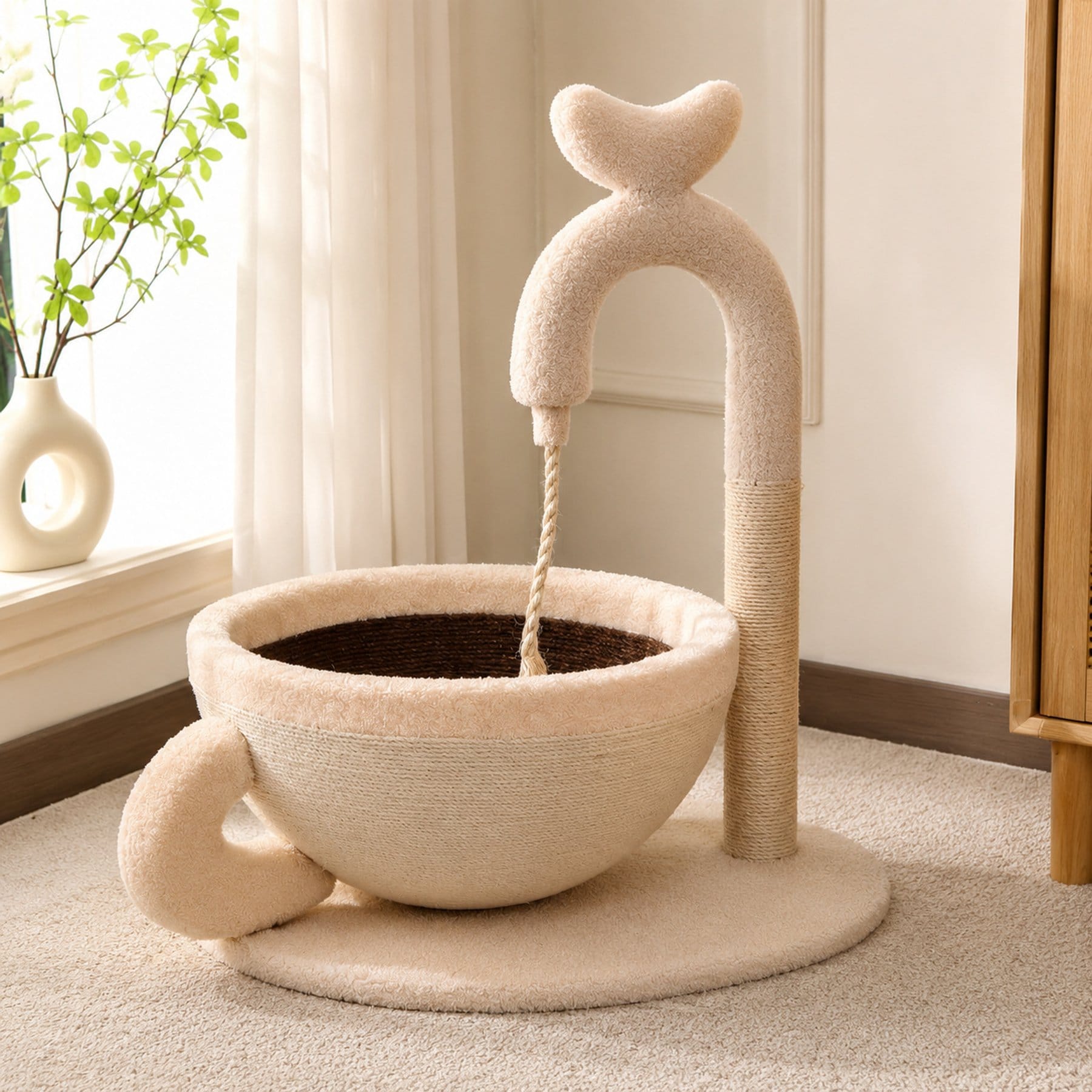 NonoPets Faucet Coffee Cup Cat Tree & Bed, White