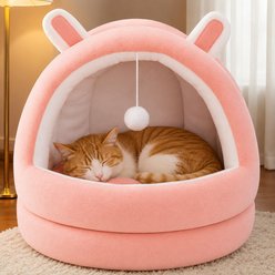 NonoPets Washable Cozy Cave Cat Bed, Pink, Medium