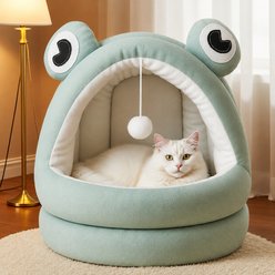 NonoPets Washable Cozy Cave Cat Bed, Green, Medium