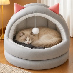 NonoPets Washable Cozy Cave Cat Bed, Grey, Medium