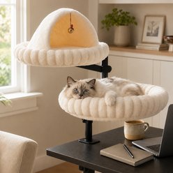 NonoPets Adjustable Desk-Mounted Cat Bed, White