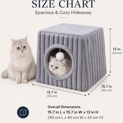 NonoPets 2-in-1 Enclosed Cave Cat Bed, Grey slide 2 of 9