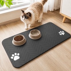 NonoPets Waterproof Non-Slip Dog & Cat Placemat, Dark Gray, 15.8 x 23.6-in