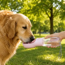 NonoPets 2-in-1 Portable Dog Food Container & Water Bottle, Pink, 2.95 x 9.06-in